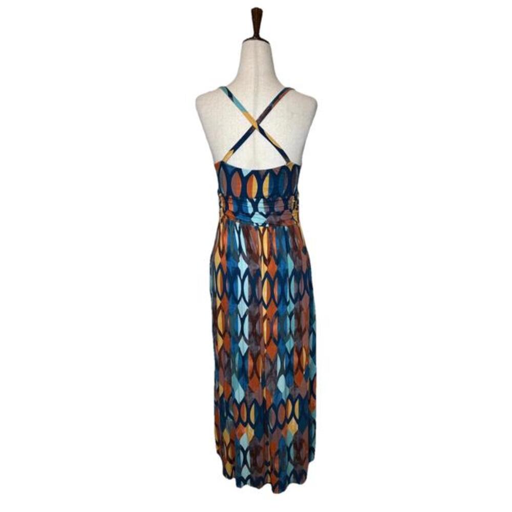 Maeve Anthropologie Small Petite Noetzie Maxi Dress Geometric Crisscross Back - Picture 5 of 9
